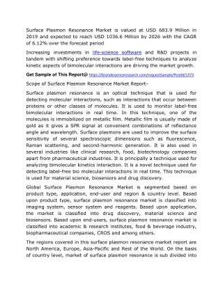 Surface Plasmon Resonance Market: Global Industry Analysis and Opportunity Assessment 2020-2025