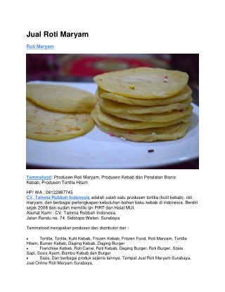 Jual Roti Maryam