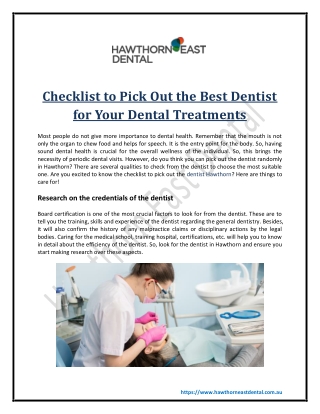 Checklist to Pick Out the Best Dentist for Your Dental Treatments