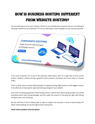 How is Business Hosting Different from Website Hosting?