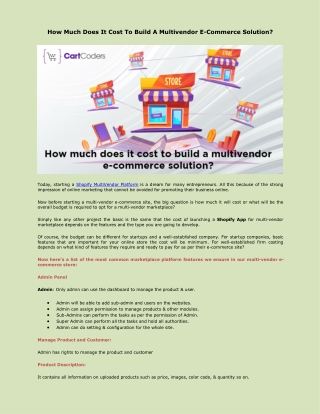 How Much Does It Cost To Build A Multivendor E-Commerce Solution?