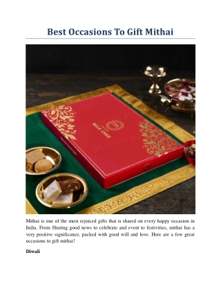 Best Occasions To Gift Mithai