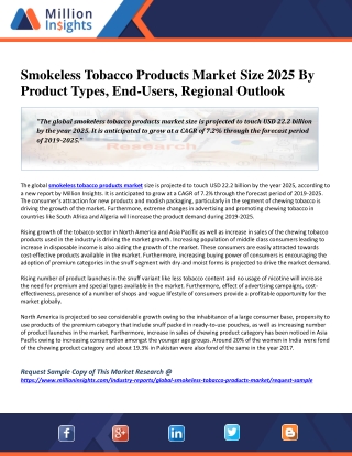 Smokeless Tobacco Products Market Size 2025 By Product Types, End-Users, Regional Outlook