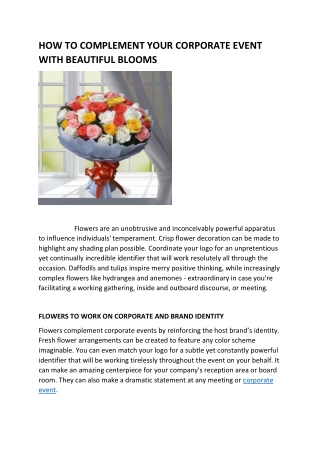 HOW TO COMPLEMENT YOUR CORPORATE EVENT WITH BEAUTIFUL BLOOMS