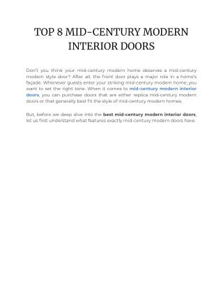 MID-CENTURY MODERN INTERIOR DOORS