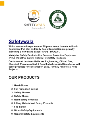 ONE STOP SOLUTION FOR ALL TYPES OF SAFETY | SAFETYWALA EQUIPMENTS LLP AHMEDABAD