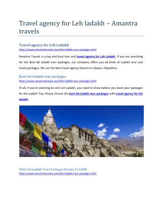Travel agency for Leh ladakh