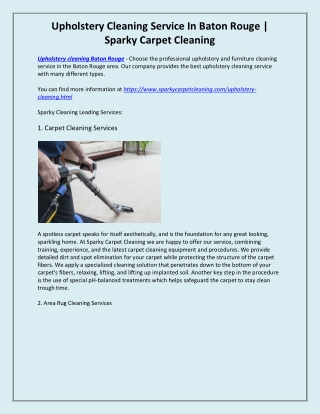 Upholstery cleaning Baton Rouge