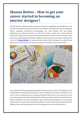 Shauna Bottos – How to get your career started in becoming an interior designer?