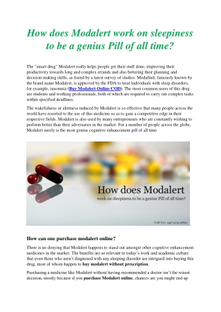 How does Modalert work on sleepiness to be a genius Pill of all time?