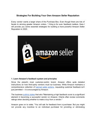 Tips For Amazon Seller Reputation