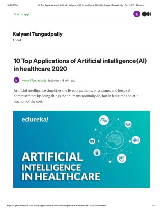 10 top applications of artificial intelligence(ai) in healthcare 2020