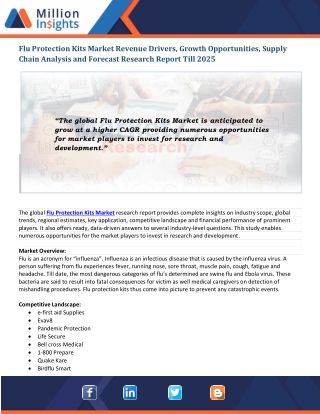 Flu Protection Kits Market Growth Driving Factors, Upstream and Downstream Analysis, 2025