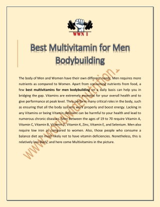 Best Multivitamin For Men Bodybuilding