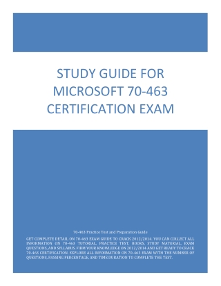 Study Guide for Microsoft 70-463 Certification Exam