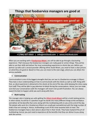 Things that foodservice managers are good at