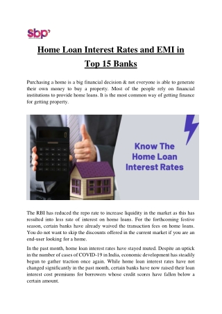 Home Loan Interest Rates and EMI