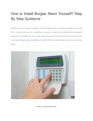 A Guide to Install Burglar Alarm by Yourself