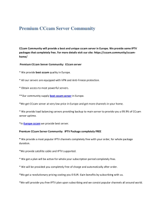 Premium CCcam Server Community