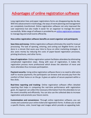 Advantages of online registration software