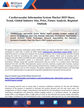 Cardiovascular Information System Market 2025 Growth, Share, Size, Key Drivers By Manufacturers, Upcoming Trends