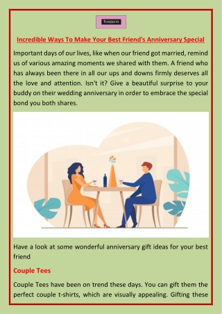Incredible Ways To Make Your Best Friend's Anniversary Special