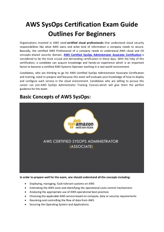 AWS SysOps Certification Exam Guide Outlines For Beginner