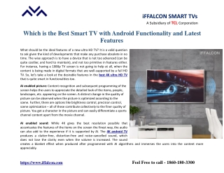 Which is the Best Smart TV with Android Functionality Aand Latest Features?