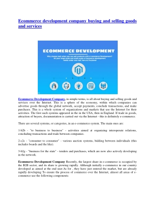 Ecommerce development company buying and selling goods and services