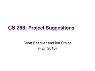 CS 268: Project Suggestions