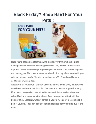 Shop Hard for your Pet this Black Friday