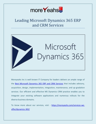 Leading Microsoft Dynamics 365 ERP and CRM Services