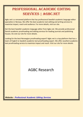 Professional Academic Editing Services | Agbc.net