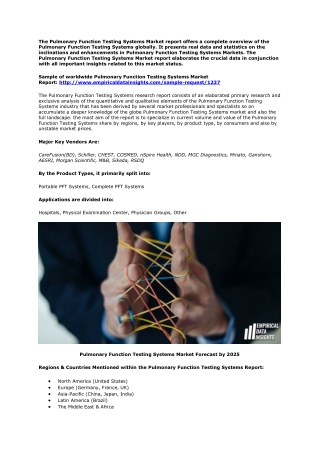 Pulmonary Function Testing Systems Market 2020 Analysis & Recent Developments, Share to 2025