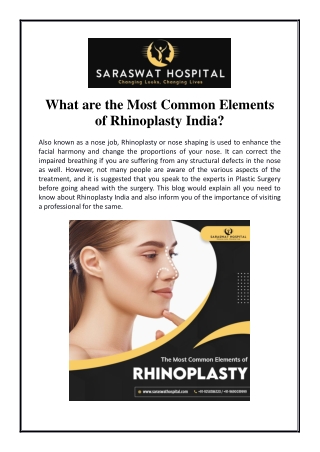 What are the Most Common Elements of Rhinoplasty India?