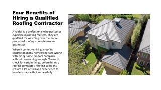 Four Benefits of Hiring a Qualified Roofing Contractor