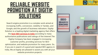 RELIABLE WEBSITE PROMOTION AT DIGITIP SOLUTIONS