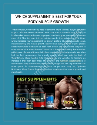 WHICH SUPPLEMENT IS BEST FOR YOUR BODY MUSCLE GROWTH