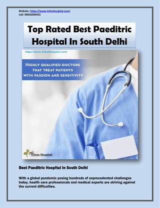 Top Rated Best Paeditric Hospital In South Delhi