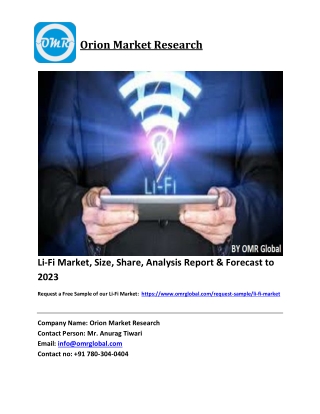 Li-Fi Market Size, Industry Trends, Share and Forecast 2018-2023