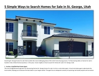 5 Simple Ways to Search Homes for Sale in St. George, Utah
