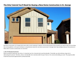 The Only Tutorial You’ll Need for Buying a New Home Construction in St. George