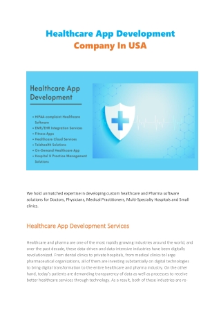 Healthcare App Development Company In USA - Technosip