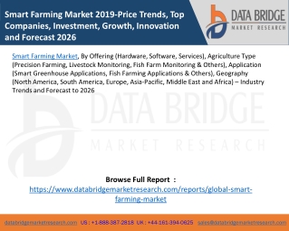 Smart Farming Market 2019-Price Trends, Top Companies, Investment, Growth, Innovation and Forecast 2026