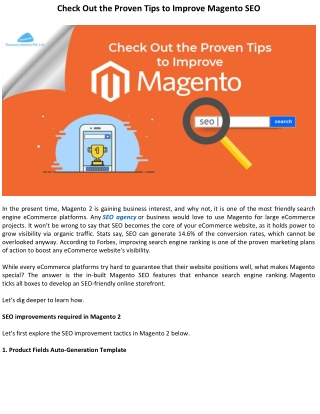 Check Out the Proven Tips to Improve Magento SEO