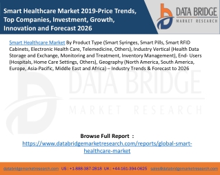 Smart Healthcare Market 2019-Price Trends, Top Companies, Investment, Growth, Innovation and Forecast 2026