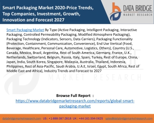 Smart Packaging Market 2020-Price Trends, Top Companies, Investment, Growth, Innovation and Forecast 2027