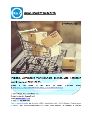 Indian E-Commerce Market Size, Share, Future Prospects and Forecast 2019-2025