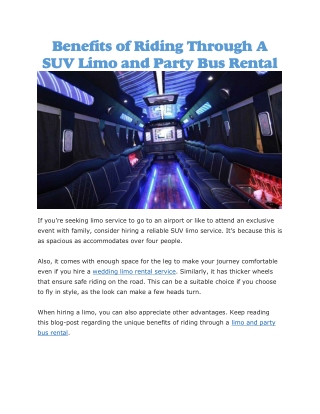 Limo and party bus rental