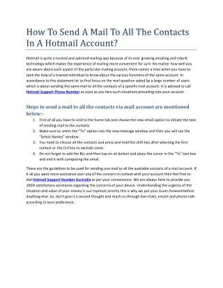 How To Send A Mail To All The Contacts In A Hotmail Account